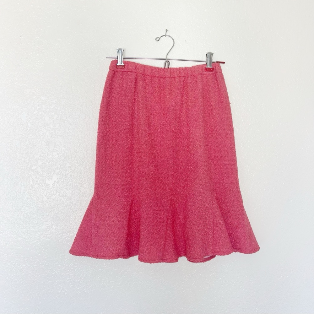 Vintage 90s Pink Boucle Skirt Flared Jackie O Kennedy Elle Woods Legally Blonde